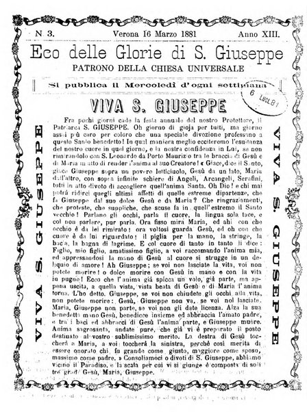 L'Eco delle glorie di S. Giuseppe