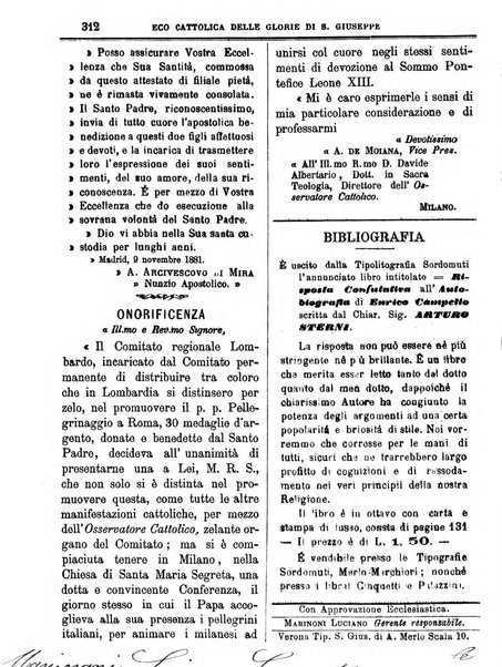 L'Eco delle glorie di S. Giuseppe