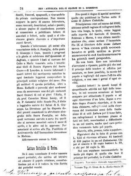 L'Eco delle glorie di S. Giuseppe