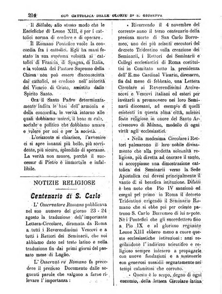 L'Eco delle glorie di S. Giuseppe