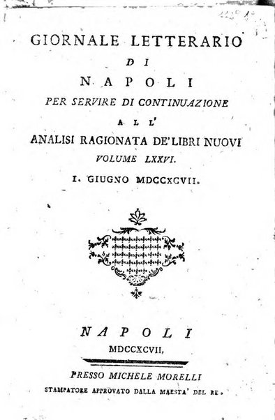 Giornale letterario di Napoli per servire di continuazione all'Analisi ragionata de' libri nuovi