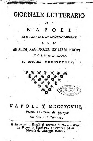 Giornale letterario di Napoli per servire di continuazione all'Analisi ragionata de' libri nuovi