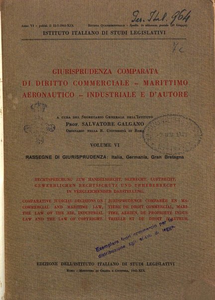 Giurisprudenza comparata di diritto commerciale, marittimo, aeronautico, industriale e d'autore