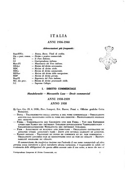 Giurisprudenza comparata di diritto commerciale, marittimo, aeronautico, industriale e d'autore