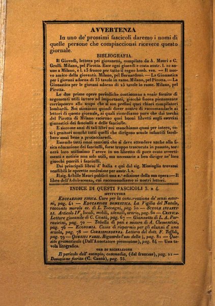 L'istitutore elementare giornale dedicato ai maestri ed ai padri di famiglia