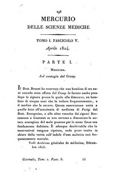 Mercurio delle scienze mediche