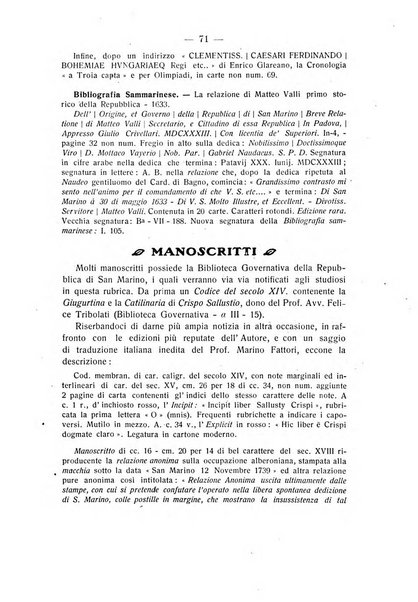 Museum bullettino della biblioteca-museo ed archivio governativi e dello Studio sammarinese