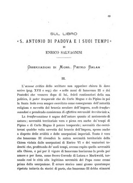 Il santo di Padova rivista religiosa e scientifica