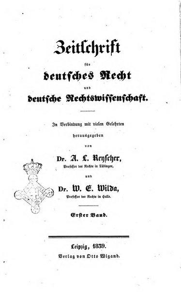 Zeitschrift fur deutsches Recht und deutsche Rechtswissenschaft