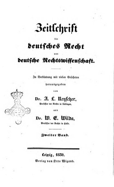 Zeitschrift fur deutsches Recht und deutsche Rechtswissenschaft