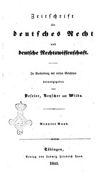 Zeitschrift fur deutsches Recht und deutsche Rechtswissenschaft