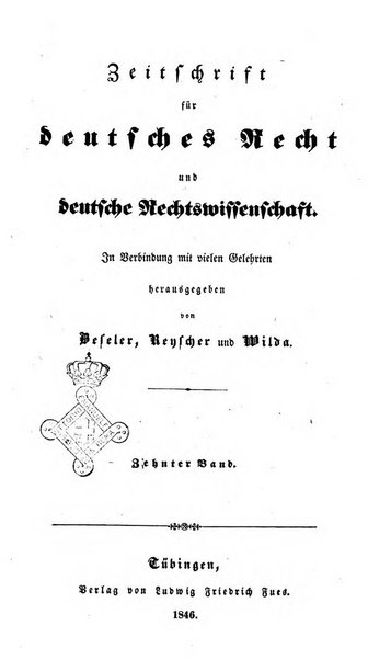 Zeitschrift fur deutsches Recht und deutsche Rechtswissenschaft