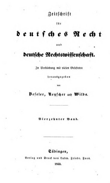 Zeitschrift fur deutsches Recht und deutsche Rechtswissenschaft