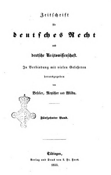 Zeitschrift fur deutsches Recht und deutsche Rechtswissenschaft