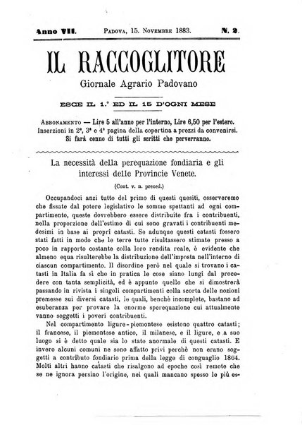 Il raccoglitore giornale agrario padovano