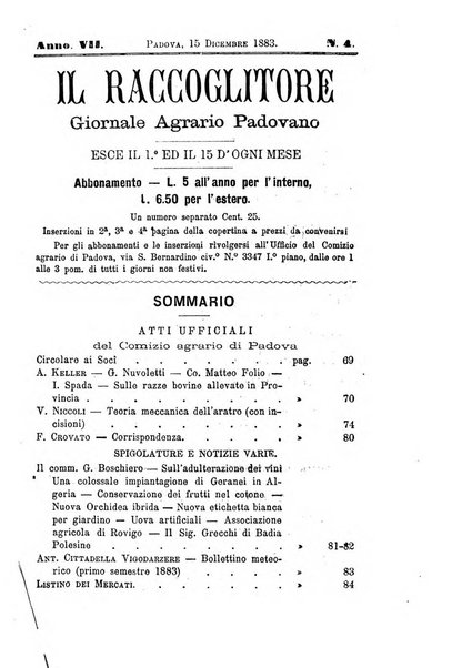 Il raccoglitore giornale agrario padovano