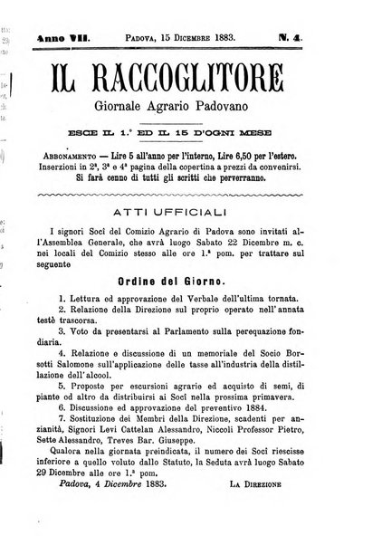 Il raccoglitore giornale agrario padovano