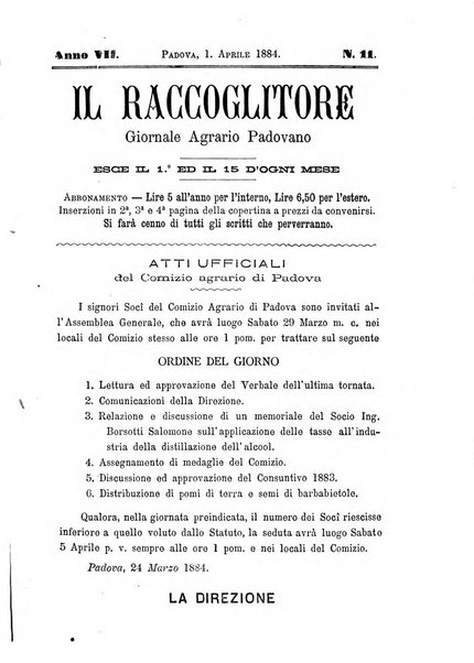 Il raccoglitore giornale agrario padovano