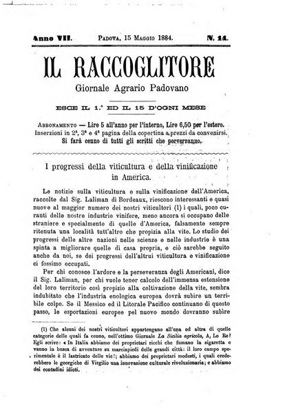 Il raccoglitore giornale agrario padovano