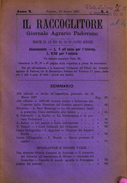 Il raccoglitore giornale agrario padovano