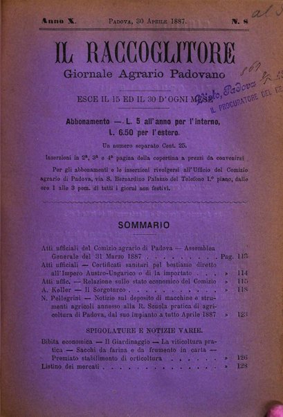 Il raccoglitore giornale agrario padovano