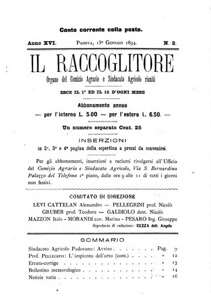 Il raccoglitore giornale agrario padovano