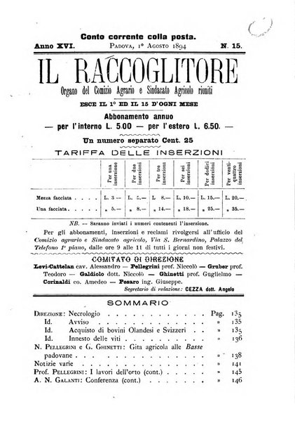 Il raccoglitore giornale agrario padovano