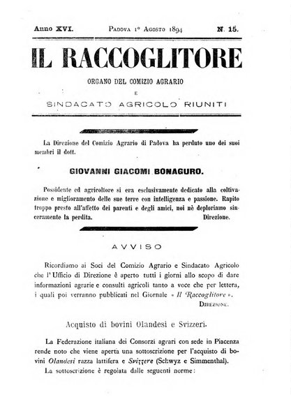 Il raccoglitore giornale agrario padovano