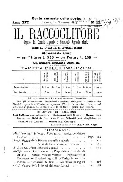 Il raccoglitore giornale agrario padovano