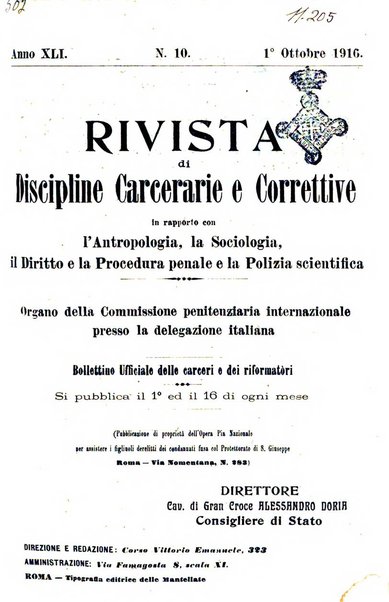 Rivista di discipline carcerarie e correttive