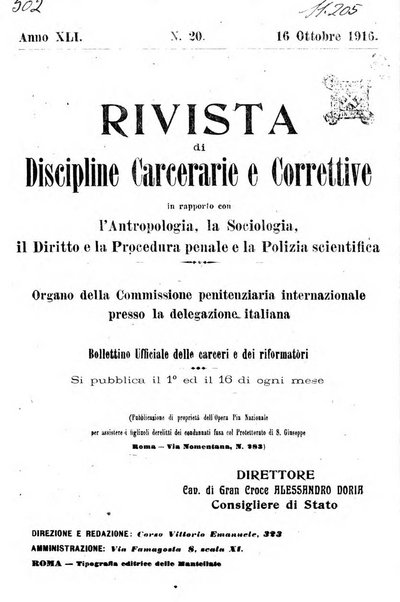 Rivista di discipline carcerarie e correttive