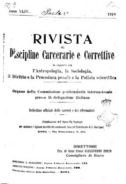 Rivista di discipline carcerarie e correttive