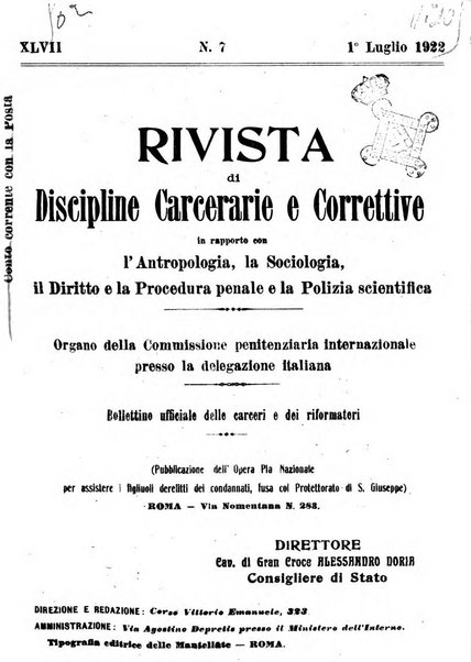 Rivista di discipline carcerarie e correttive