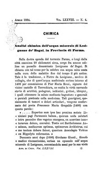 Annali di chimica applicata alla farmacia ed alla medicina