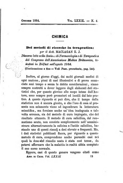 Annali di chimica applicata alla farmacia ed alla medicina