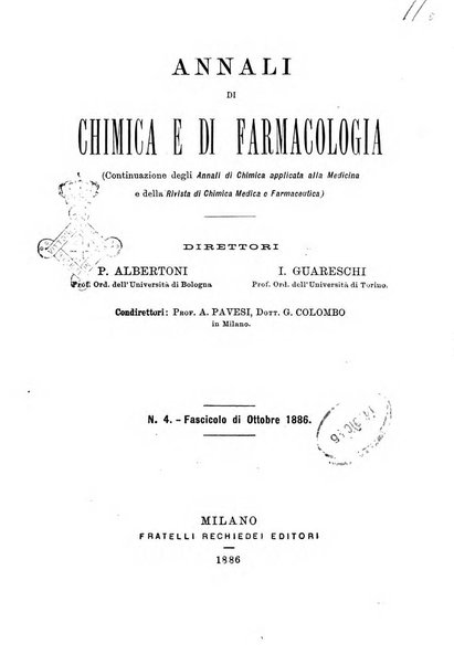 Annali di chimica e di farmacologia