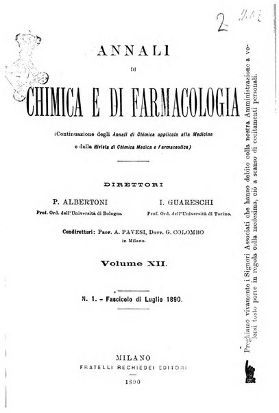 Annali di chimica e di farmacologia