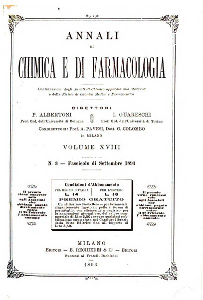 Annali di chimica e di farmacologia