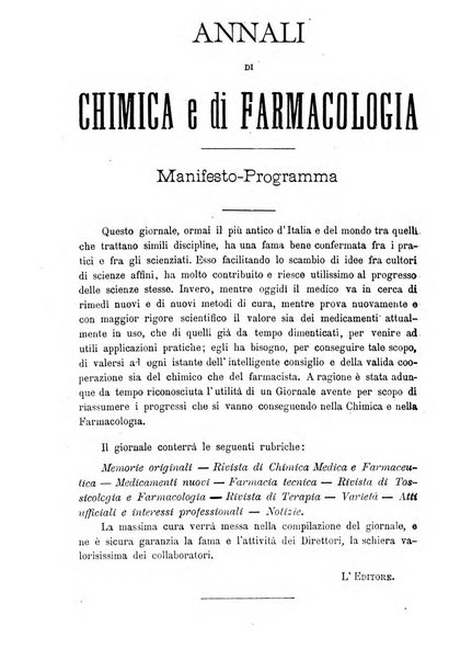 Annali di chimica e di farmacologia