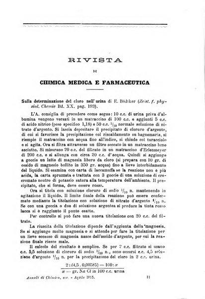 Annali di chimica e di farmacologia