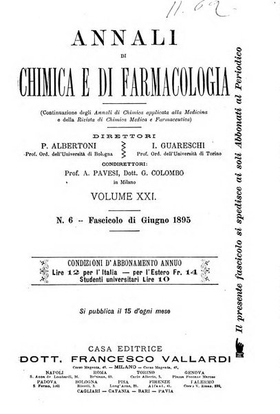 Annali di chimica e di farmacologia