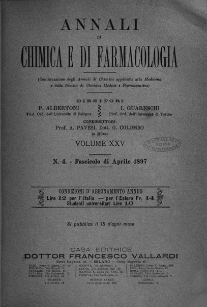 Annali di chimica e di farmacologia