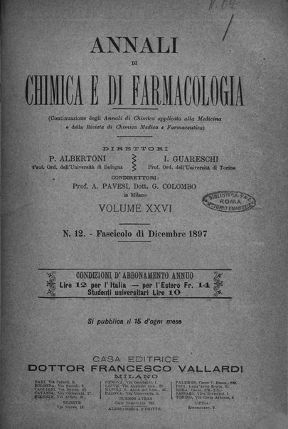 Annali di chimica e di farmacologia