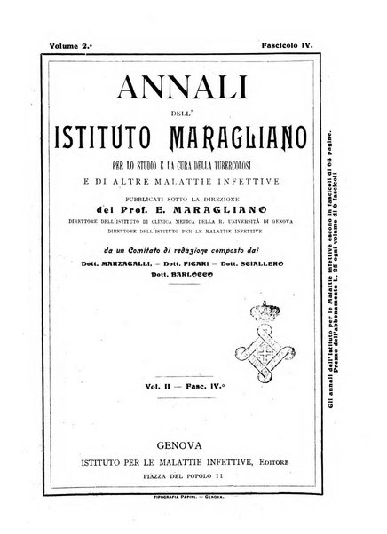 Annali dell'Istituto Maragliano per lo studio e la cura della tubercolosi e di altre malattie infettive