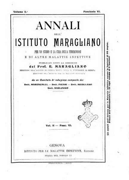 Annali dell'Istituto Maragliano per lo studio e la cura della tubercolosi e di altre malattie infettive