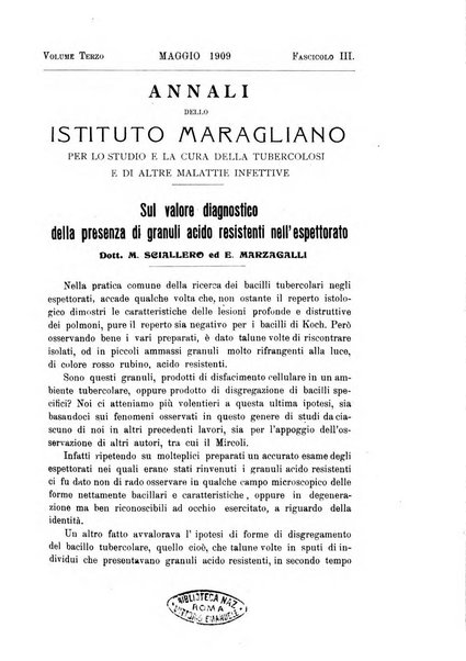 Annali dell'Istituto Maragliano per lo studio e la cura della tubercolosi e di altre malattie infettive