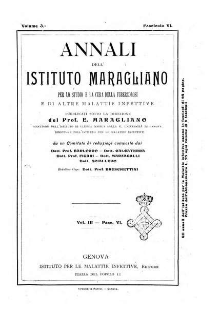 Annali dell'Istituto Maragliano per lo studio e la cura della tubercolosi e di altre malattie infettive