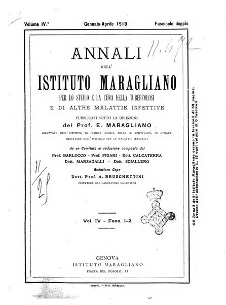 Annali dell'Istituto Maragliano per lo studio e la cura della tubercolosi e di altre malattie infettive