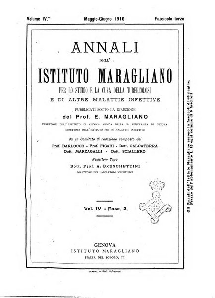 Annali dell'Istituto Maragliano per lo studio e la cura della tubercolosi e di altre malattie infettive