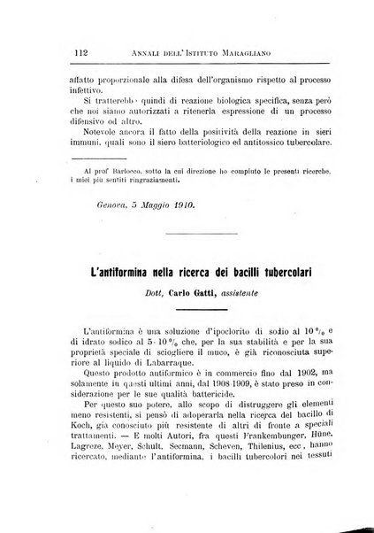 Annali dell'Istituto Maragliano per lo studio e la cura della tubercolosi e di altre malattie infettive